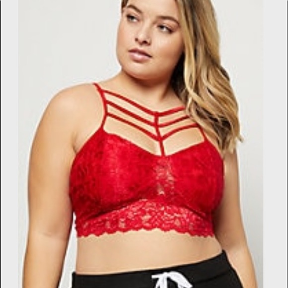 Rue21 Other - Rue 21 Plus Lace Red Bar Caged Longline Bralette